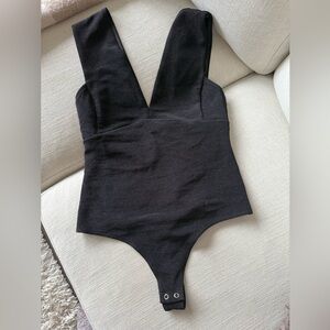 Express Black Bodysuit with Plunging V-Neckline